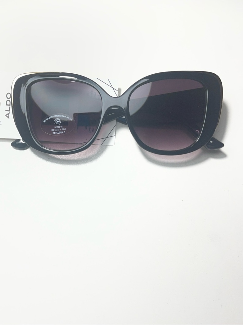 ALDO Women's Black Oversized Cat-Eye Sunglasses with Gradient Lenses